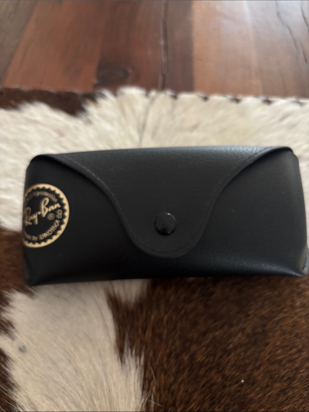 Ray-Ban Black leather Sunglasses Case with Gold Accent